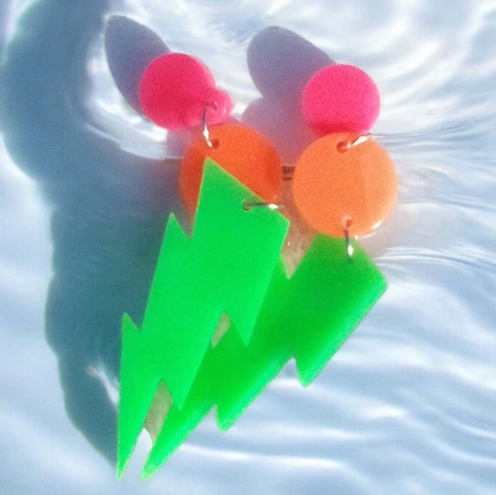 80's Neon Barbie in the Rocker Earrings NWOT